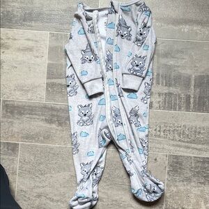 2/$10 Gray and Blue Fox Print Kids One Piece